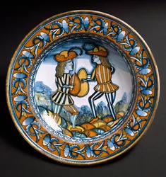 Plate depicting two soldiers in combat