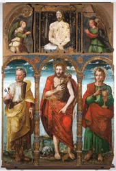 Polyptych of Saint John the Baptist with Saint Peter and Saint John the Evangelist, first half of the 16th century