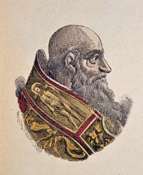 Portrait of Pope Paul III (Paolo, Paulus or Alessandro Farnese), 1898 (engraving with later colouration)