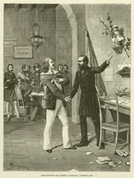 First Meeting Between Mazzini and Garibaldi in Marseille 1833 (engraving)