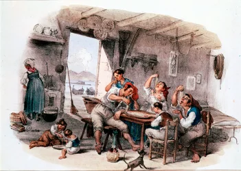 Probably Neapolitan Family Eating Maccheroni with Hands