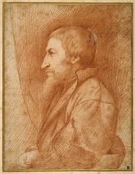 Profile portrait (self portrait?) of a bearded man