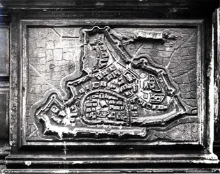 Relief Map from the Church Facade Showing the Fortress Town of Modon During the Candian War 1645-69 Between the Venetians and the Turks, Commissioned by the Barbaro Family