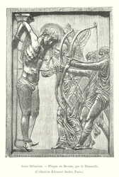 Saint Sebastian, Bronze Plaque by Donatello (engraving)