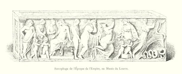 Sarcophagus from the Empire Era, at the Louvre Museum (engraving)