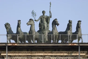 Six-horse chariot, detail of Arch of Peace, Milan, Italy