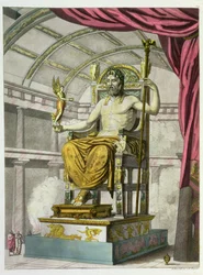 Statue of Jupiter in a Temple, from Costumi dei Romani, engraved by Angelo Biasioli