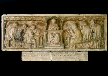 Students following the course of Bonifacio Galluzzi (Grave slab, circa 1346)