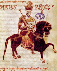 The King of the Franks Pepin the Short (715-768). Manuscript page from 