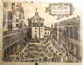 The Taurus Feast in the Grand Square of Cremone (Cremona) in Italy