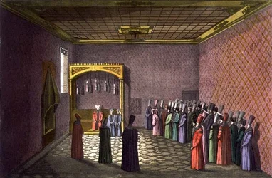 The Throne Room of the Sultan, plate 29 of Part III, Volume I of ‘The History of the Nations’, engraved by Giacomo Bussi
