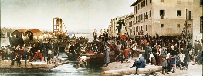 The Landing of the Hunters of the Alps in Sesto Calende in 1848