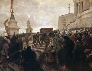 The Remains of the Unknown Soldier is Brought to the Monument of Vittoriano in Rome on 04/11/1921