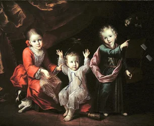 Three Children in an Interior Surrounded by their Pets, c.1680