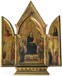 Triptych: Virgin Mary and Child with Saints, Angels and the Crucifixion