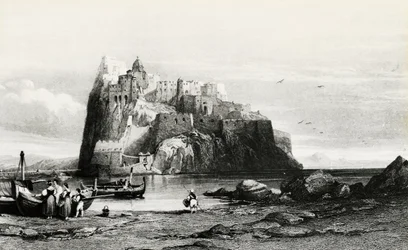 View of Ischia Island, engraving, Italy