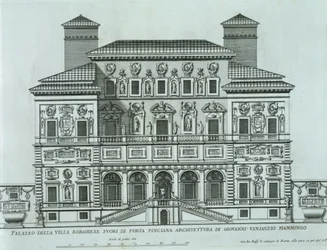 View of the facade of Villa Borghese, Rome