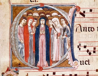 Virgin Surrounded by Saints (Lettrine A)