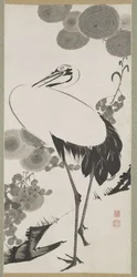 Crane, Hanging Scroll, Edo Period