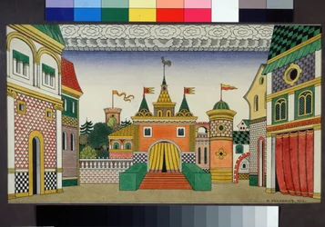 Preparatory drawing for the stage design of the opera The Golden Cockerel by Nikolai Rimsky-Korsakov (1844-1908)
