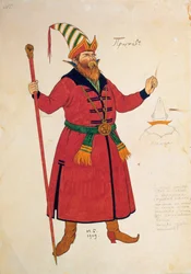 Costume design for The Golden Cockerel by Rimsky-Korsakov, 1909