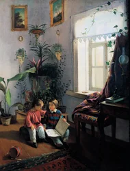 Children browsing picture book