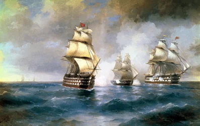 Brig Mercury Attacked by Two Turkish Ships on May 14th, 1829