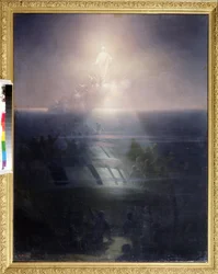 The 84-gun ship Lefort sinking in 1856 during the Crimean War (1853-1856). Painting by Ivan Konstantinovich Aivazovsky (1817-1900)
