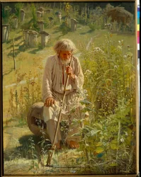 Beekeeper - Painting by Ivan Nikolayevich Kramskoi (Oil on Canvas)