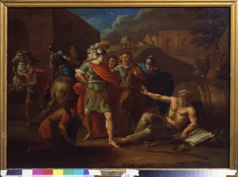 Alexander the Great (Alexander III of Macedon, 356-323 BC) Visits Diogenes (Diogenes of Sinope or the Cynic, c.413-c.327 BC) in Corinth (Greece)