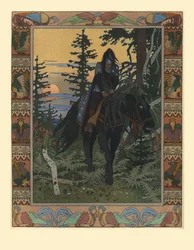 Illustration for the Fairy Tale of Vasilisa the Beautiful and White Horseman