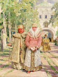 Mother and Daughter Returning From Church