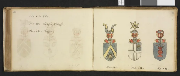 Illustration from a private archive in the National Library titled Insignia Quædam Virorum Illustrium in Norvegia Quodam Habitantium by Iver Nielssøn Hirtzholm