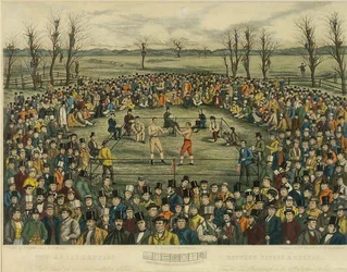 The Great Contest between Sayers and Heenan for 200 Pounds a Side, Engraved by J. R. Mackrell and J.B. Rowbotham
