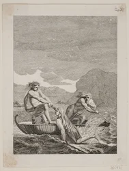The Shipwrecked Niels Klim Rescued by Two Qvamites in a Willow Boat