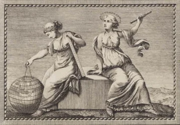 Urania and Gaea Sitting on a Square Stone Block