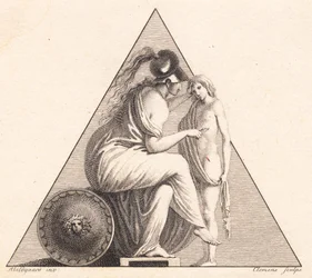 Vignette Depicting Pallas Athena Giving a Young Man Life