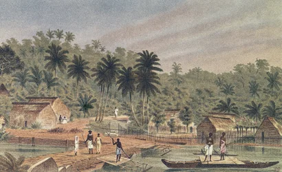 Village of Ngaloa, Kandan, Fiji, from At Anchor by J.J. Wild