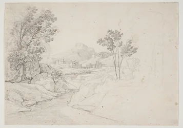 Landscape Study with Buildings by a Stream. Italy