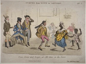 Figures Drinking and Dancing at the Coach and Horses on Nightingale Lane, illustration from 