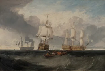 The Victory Returning from Trafalgar, in Three Positions, ca. 1806