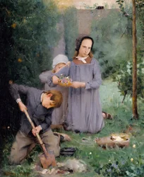 Children Burying a Bird