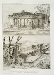 Pergola of La Maison Rouge near Villemomble, designed by Cordier, and terrace of the Villa Borghese, Rome