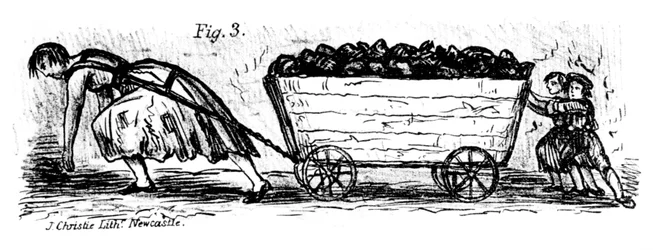 Woman and children coal putters, Mid and East Lothian, Scotland, 1848