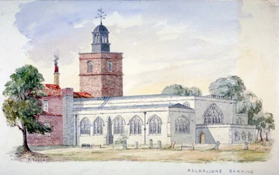 All Hallows-by-the-Tower Church, London, c. 1840