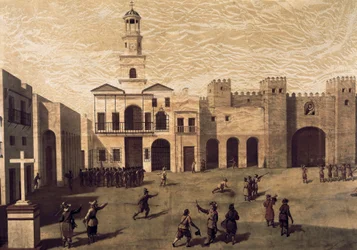 View of San Juan de Dios Square and the town hall of Cadiz, in 1596