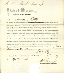Loyalty oath of James Getty of Missouri, County of St. Louis