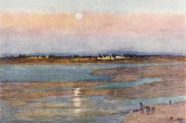 Moonrise at Sunset, from La Croix Blanche, Mont St Michel