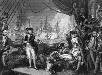 Scene on the deck of the Queen Charlotte, 1 June 1794