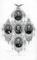 Union Civil War Admirals Winslow, Goldsborough, Du Pont, Dahlgren and Stringham